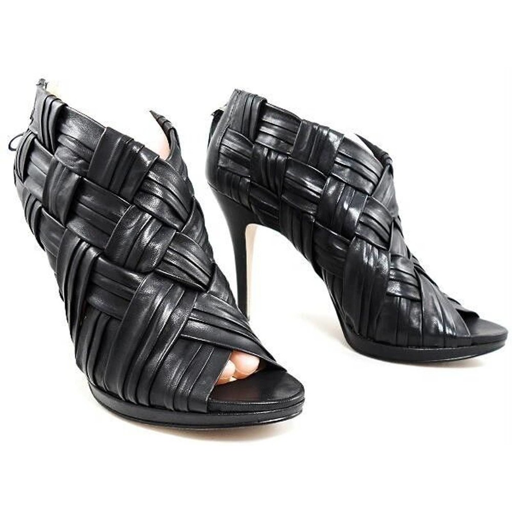 NIB$259 BOUTIQUE 9 ASHOE WOVEN LEATHER CAGE BOOTIE OPEN TOE PUMP HEELS 9.5 39.5 - Picture 6 of 6